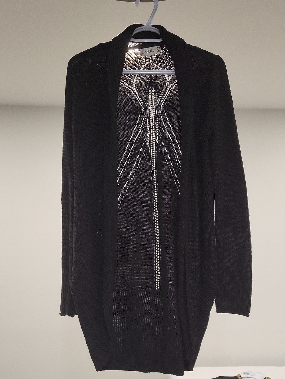 Pink Rose Charcoal Gray Open Cardigan with Detail